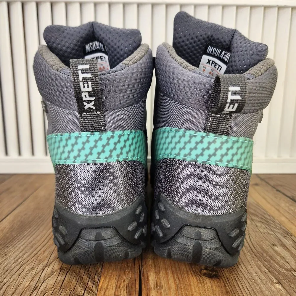Xpeti Crest Insulated Waterproof Hiking Boots Womens Size 9 Gray Green Trekking